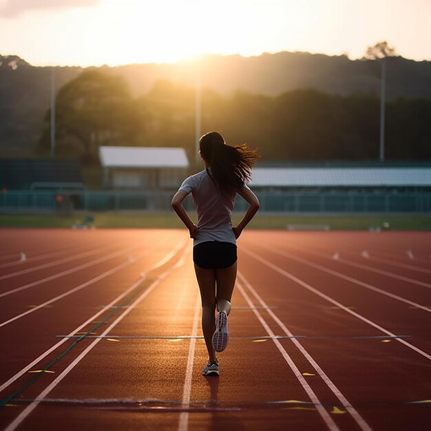 Desportista a correr numa pista