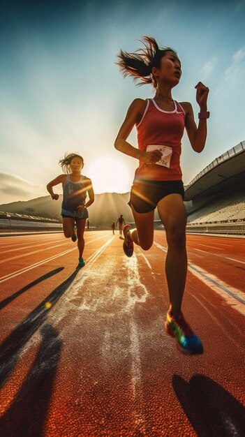 Foto desportista a correr numa pista