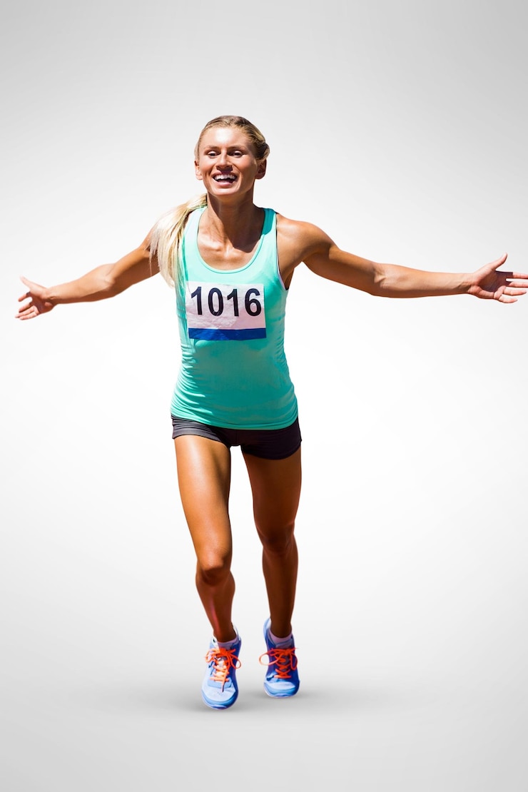 Foto desportista terminando sua corrida