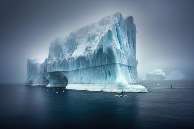 Desprendimento maciço de iceberg da borda da geleira criado com IA generativa