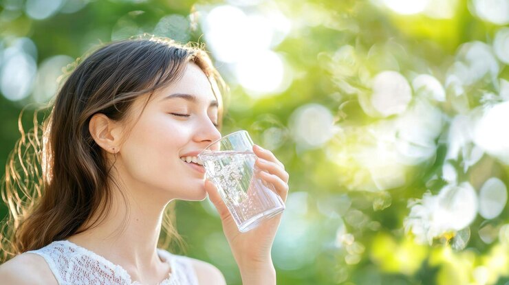 Después de correr se tomó un momento para hacer gárgaras con agua refrescante a sí misma antes de continuar su día