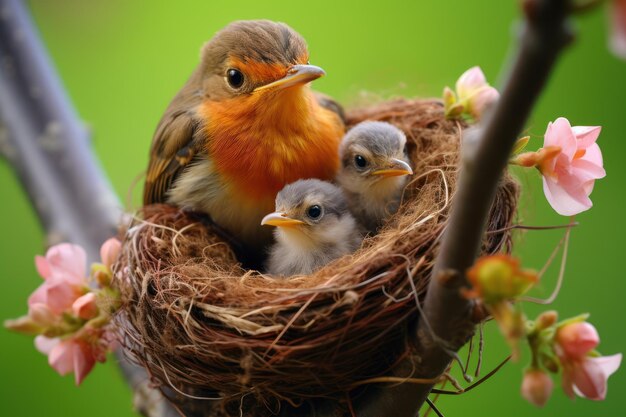 Destaca el tierno momento en que una madre pájaro cuida de sus polluelos