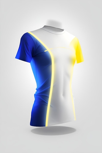 Foto destacada camiseta impresa en 3d amarillo y azul radiante en blanco