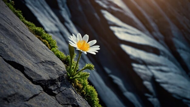 Foto destacar la belleza de una flor solitaria que florece desafiantemente en una grieta de roca