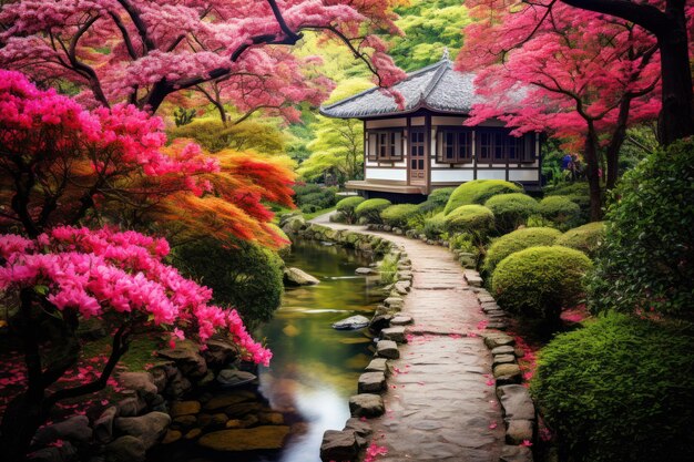 Destacar la belleza de un jardín sereno en plena floración