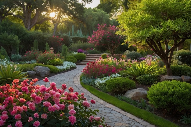 Destacar la belleza de un jardín sereno en plena floración