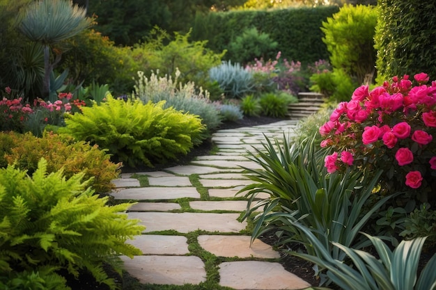 Destacar la belleza de un jardín sereno en plena floración