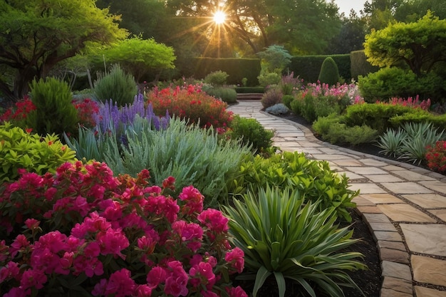 Foto destaque a beleza de um jardim sereno em plena floração