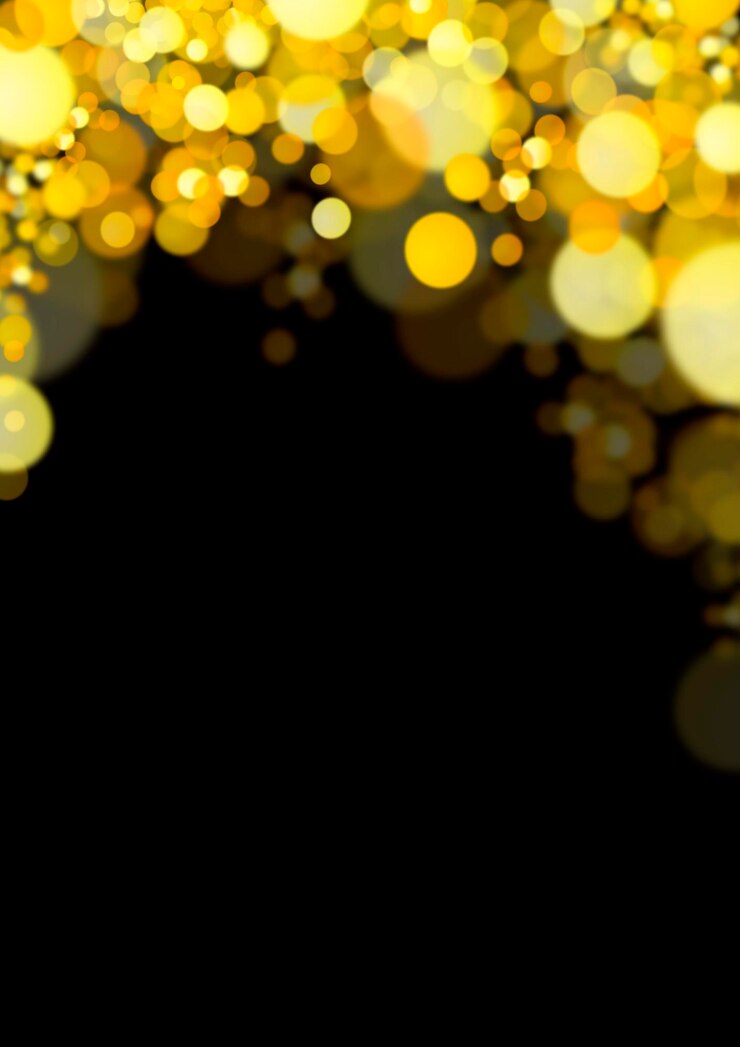 Foto destaques dourados em fundo preto fundo festivo bokeh dourado desfocado em fundo preto ano novo partículas de brilho dourado brilhante caindo em fundo preto