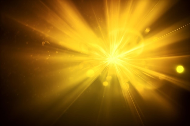 El destello de la lente de estallido solar amarillo brillante