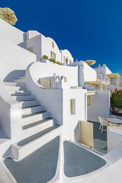 Foto destino de viagem famoso, destino de lua de mel de verão de luxo, fundo de paisagem mediterrânea