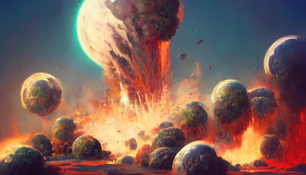 Destrucción del planeta Pintura Ilustración Arte Imagen de fondo
