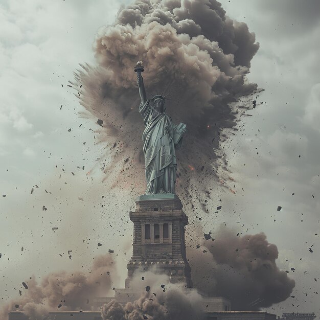 DestructionUnveiled_Estatua de la Libertad_Impacto de misilesLlamas