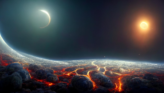 Destruição da imagem de fundo de ilustração de arte conceitual de planetas