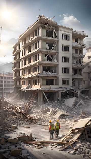 Destruição de edifícios por terremoto