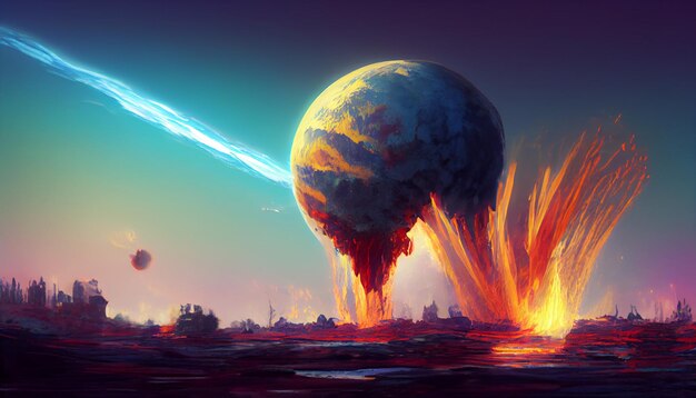 Destruição do Planeta Pintura Ilustração Arte Imagem de Fundo