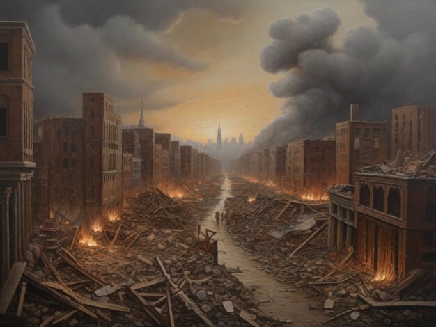 Destruição em massa na cidade.