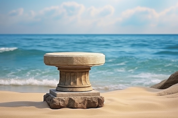 Desvelando el majestuoso pedestal de piedra un lienzo perfecto para su toque creativo en medio de la serena Sa