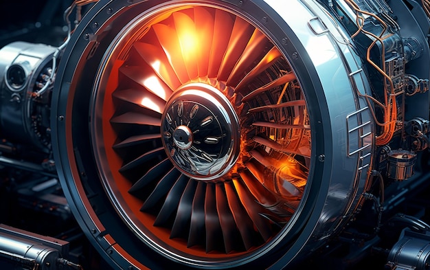 Foto desvelando el poder de la aviación un primer plano de los motores de avión ia generativa