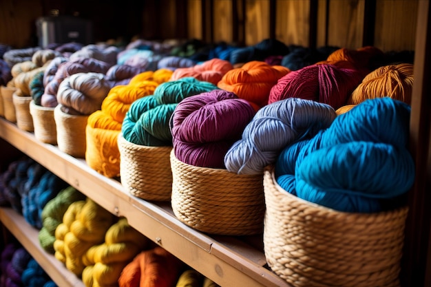 Foto desvelando una vibrante colección de hilos de macrame coloridos encontrados en abundancia a pesar de las restricciones de ar 32