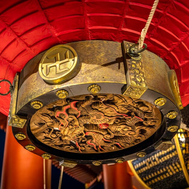 Foto detail der großen laterne im senso ji-tempel