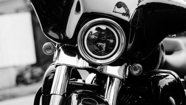 Foto detail der motorradscheinwerfer chrome-motorraddetails