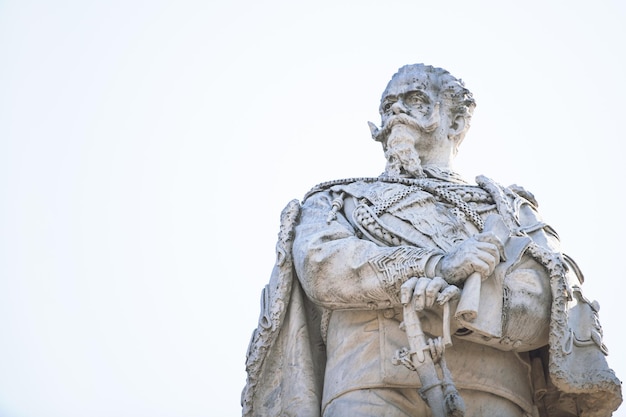 Detail der Statue von Vittorio Emanuele in Bergamo