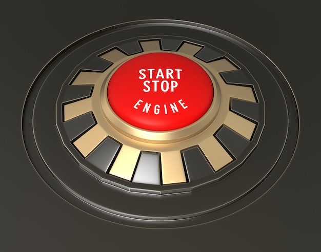 Detail des Autostarts - Stopptaste. Digital generiertes Bild