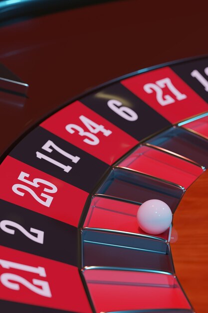 Detail eines Casino-Roulette-Rades Selektiver Fokus 3D-Illustration