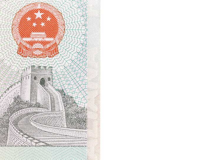 Foto detail eines china-visums, das auf einem reisepass beantragt wird