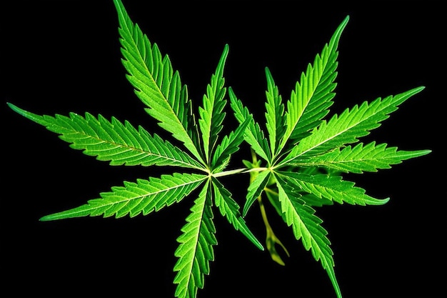 Detail von Cannabisblättern auf schwarzem Hintergrund
