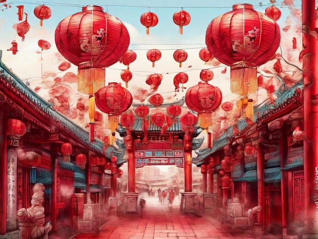 Detail von chinesischen roten Laternen China Town Area Hintergrund breite chinesische Neujahrsdekoration