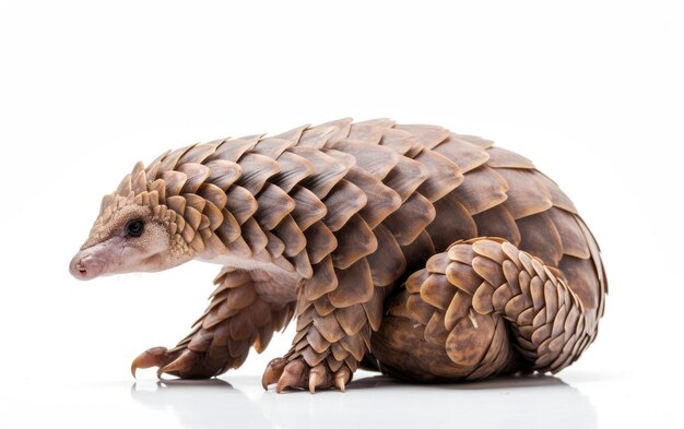 Detail von Pangolinschuppen auf weißem Hintergrund