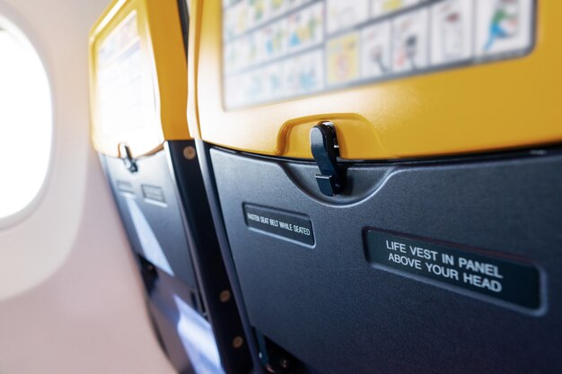 Foto detailansicht der sitze in einem flugzeug