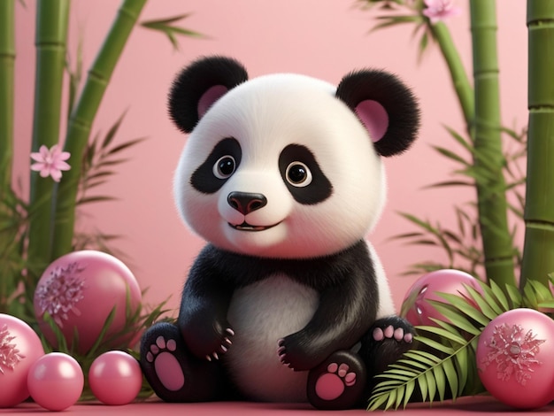 Detaillierte 3D-Illustration eines Baby-Pandas