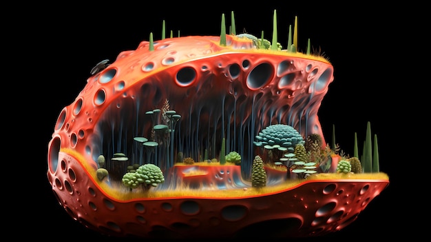 Detaillierte 3D-Rendering der pflanzlichen Zellanatomie zu pädagogischen Zwecken