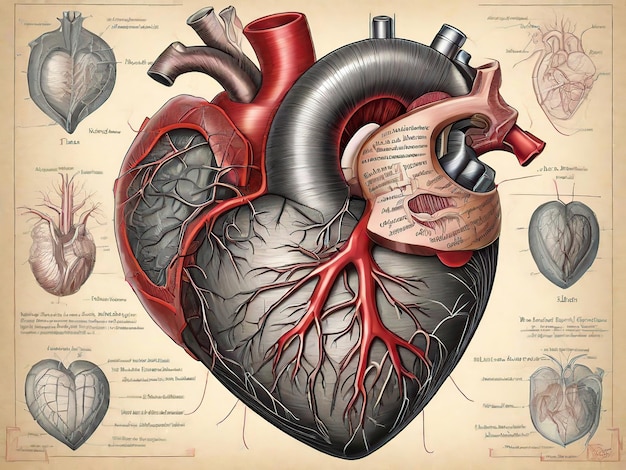 Detaillierte anatomische Darstellung eines Herzens