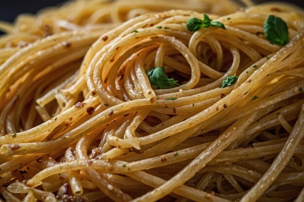 Detaillierte Aufnahme von gekochten Spaghettipasta