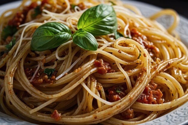 Foto detaillierte aufnahme von gekochten spaghettipasta