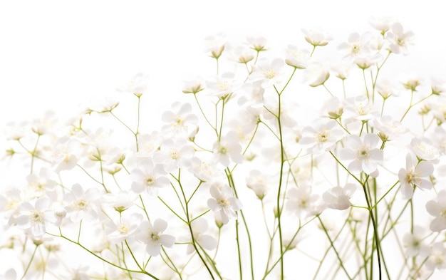 Detaillierte Blumen Weiße Gypsophila Nahaufnahme auf einer weißen oder klaren Oberfläche PNG Transparenter Hintergrund