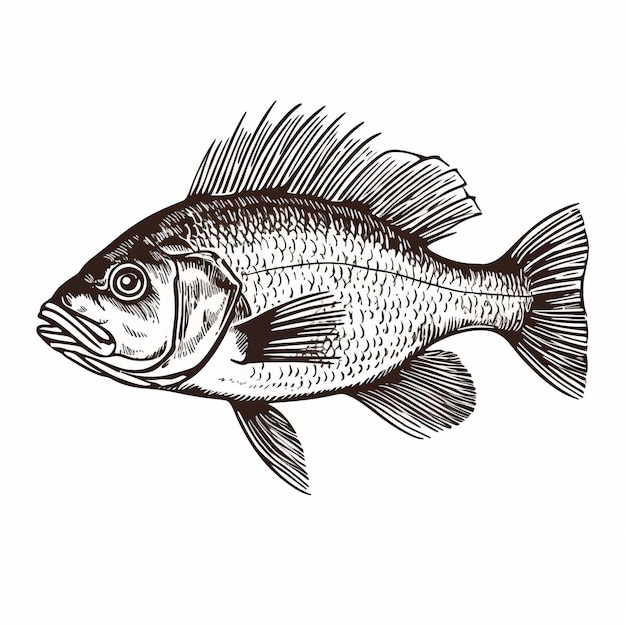 Detaillierte Fischskizze mit starken grafischen Elementen