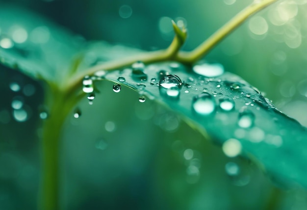 Detaillierte große Wassertropfen reflektieren die Umwelt Natur Frühlingsfotografie Regentropfen auf Pflanzen derta