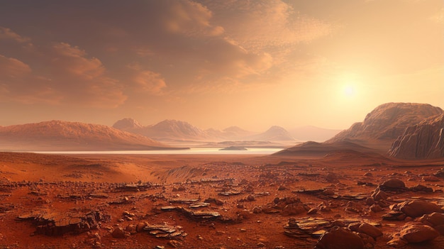 Detaillierte Illustration der Landschaft des Mars