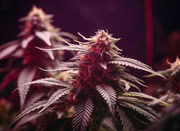 Detaillierte Makrofotografie von Cannabisknospen in Innenräumen