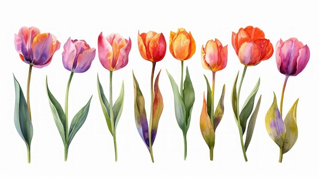 Foto detaillierte ölmalerei von tulpen, aquarellillustration für architekten, generative ki