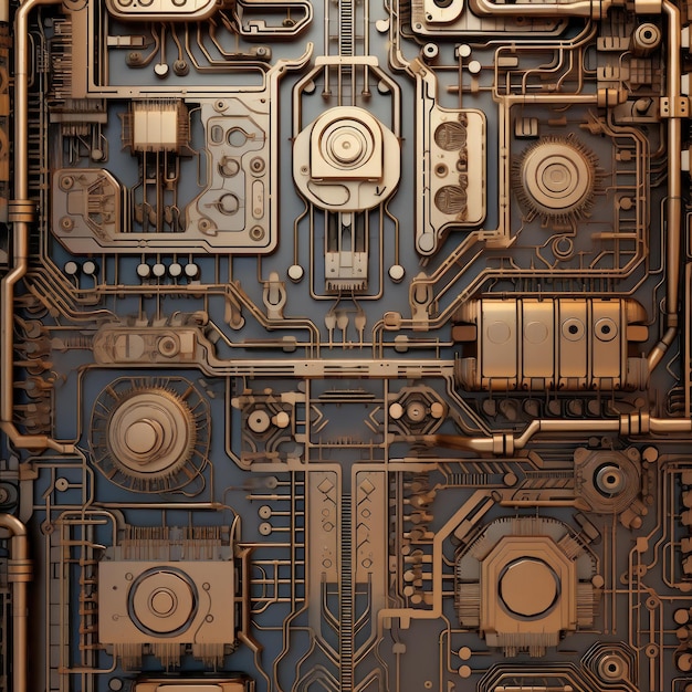 Detaillierte Schaltungswiederholungsmustertextur für mechanische Motherboard-Technologieteile und Roboter