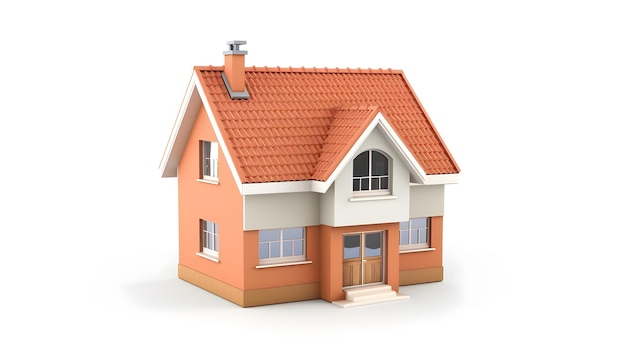 Detailliertes 3D-Ikon eines Wohnhauses, das die Immobilien- und Hausbesitzverhältnisse darstellt