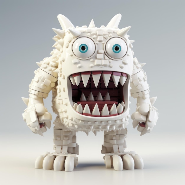 Foto detailliertes 3d-lego-monster mit voxel-kunststil