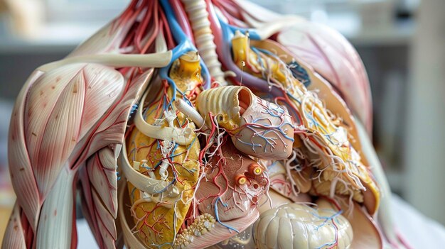 Detailliertes anatomisches Modell, das menschliche innere Organe und Muskelstruktur für pädagogische Zwecke zeigt