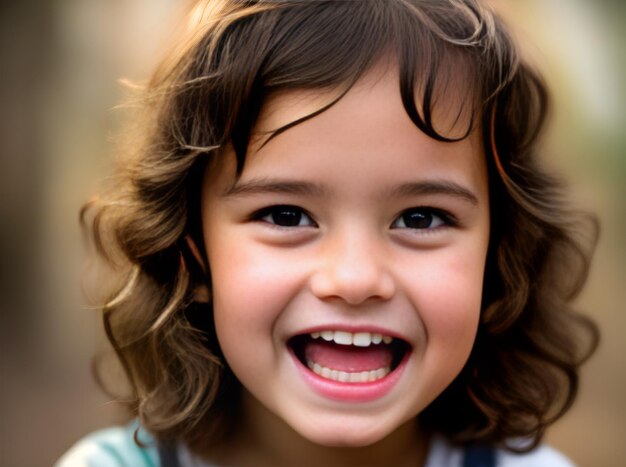 Detailliertes filmisches Porträt eines freudigen Lachens eines Kindes Generative KI generiert